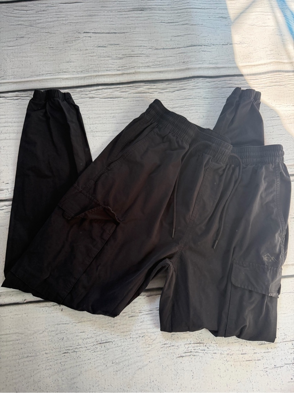 Men's Black Cargo Jogger Pants - Lightweight Drawstring Waist